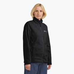 Bluza polarowa damska Jack Wolfskin Moonrise Full Zip. Czarne bluzy Jack Wolfskin, bez wzorów, z polaru, bez kaptura. Za 319.99 zł.