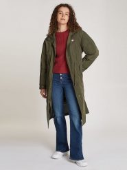 TOMMY JEANS Płaszcz przejściowy w kolorze khaki rozmiar: XL. Brązowe płaszcze Tommy Jeans, xl, bez wzorów, z jeansu, bez kaptura. Za 506.32 zł.