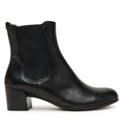 Botki ECCO. Czarne botki ecco, bez wzorów, bez obcasa, na słupku, bez zapięcia. Za 699.99 zł.
