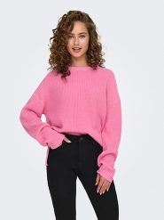 ONLY Sweter w kolorze różowym rozmiar: M. Różowe swetry Only, m, bez wzorów, ze splotem, bez ramiączek. Za 92.42 zł.