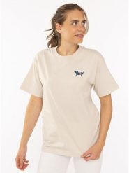 Zwillingsherz Koszulka w kolorze beżowym rozmiar: S/M. Brązowe bluzki Zwillingsherz, m, bez wzorów, z bawełny, bez kołnierzyka, bez ramiączek. Za 82.99 zł.