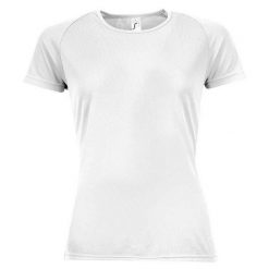 Koszulka Damska Sportowa Raglanowa. Białe koszulki sportowe SOL'S, bez wzorów, bez ramiączek, trekkingowe. Za 43.99 zł.