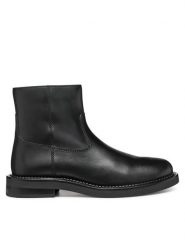 Geox Botki D Serilda D46WYB 00043 C9999 Czarny. Czarne botki Geox, bez wzorów, ze skóry, bez obcasa, na płaskiej podeszwie, bez zapięcia. Za 569.99 zł.