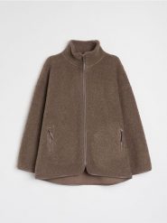 Bluza bomber - brązowy. Brązowe bluzy sportowe Sinsay, l, bez wzorów, bez kaptura. Za 79.99 zł.