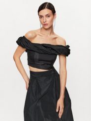 Pinko Bluzka Moderatore 101709 Y3LE Czarny Slim Fit. Czarne bluzki Pinko, bez wzorów, z syntetyku, bez kołnierzyka, bez ramiączek. Za 769.99 zł.