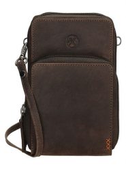 HIDE & STITCHES Skórzana torebka w kolorze brązowym na telefon - 11 x 20 x 13 cm rozmiar: onesize. Brązowe torby na ramię HIDE & STITCHES, bez wzorów, z materiału, przez ramię, bez dodatków. Za 113.99 zł.