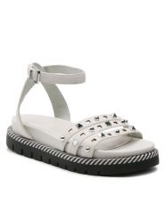 Sandały Tamaris. Białe sandały Tamaris, bez wzorów, bez obcasa, na słupku, bez zapięcia. Za 259.99 zł.