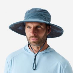 Kapelusz wędkarski Caperlan Anti-Uv 60 cm. Niebieskie kapelusze CAPERLAN, bez wzorów, z materiału. Za 69.99 zł.