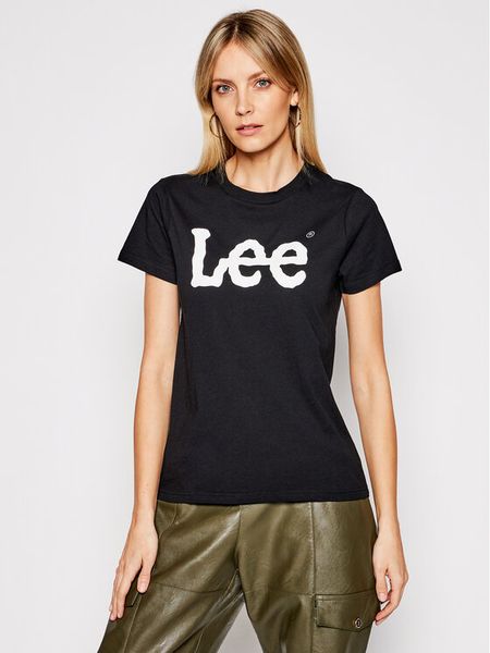 Lee T-Shirt Logo Tee L42UER01 112109467 Czarny Regular Fit. Czarne t-shirty Lee, l, bez wzorów, z bawełny, bez kołnierzyka, bez ramiączek. Za 79.99 zł.