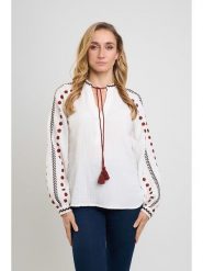 Marks & Spencer Bluzka w kolorze kremowym rozmiar: 38. Brązowe bluzki Marks & Spencer, bez wzorów, z bawełny, bez kołnierzyka, bez ramiączek. Za 57.06 zł.
