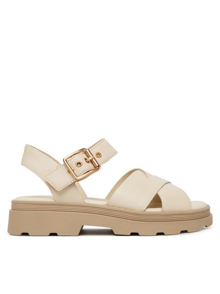 Clarks Sandały Orinoco3 Cross 26186092 Écru. Białe sandały Clarks, bez wzorów, ze skóry, bez obcasa, na płaskiej podeszwie, bez zapięcia. Za 266.99 zł.