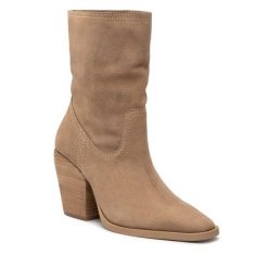 Kowbojki Simple. Brązowe botki Simple, bez wzorów, bez obcasa, na słupku, bez zapięcia. Za 599.00 zł.
