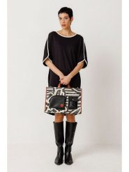 SKFK Torebka "Agres" w kolorze czarno-kremowym rozmiar: onesize. Brązowe torby na ramię SKFK, bez wzorów, z bawełny, przez ramię, bez dodatków. Za 317.99 zł.