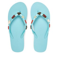Japonki Banana Moon. Niebieskie klapki Banana Moon, bez wzorów, bez obcasa. Za 229.99 zł.