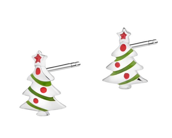 Kolczyki srebrne z emalią - choinka. Szare kolczyki Apart, srebrne. Za 99.00 zł.