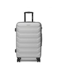 GINO ROSSI Walizka średnia CEO-GIN-M-003-05-SILVER Srebrny. Szare walizki Gino Rossi, bez wzorów, średnie. Za 279.99 zł.
