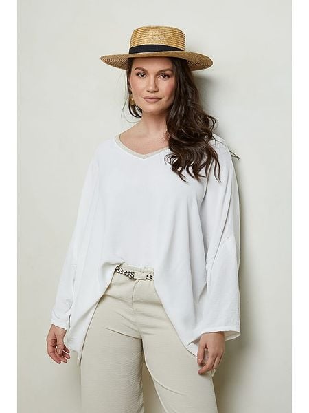 Curvy Lady Bluzka w kolorze białym rozmiar: 40/42. Białe bluzki Curvy Lady, bez wzorów, klasyczne, bez kołnierzyka, bez ramiączek. Za 84.21 zł.