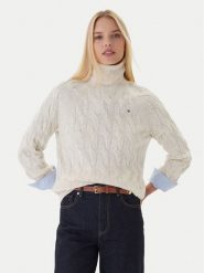 Tommy Hilfiger Golf WW0WW46791 Beżowy Regular Fit. Brązowe golfy TOMMY HILFIGER, xxl, bez wzorów, z wełny, bez ramiączek. Za 649.99 zł.