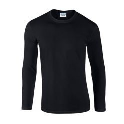 Koszulka Z Długim Rękawem Dla Dorosłych Unisex Soft Touch. Czarne bluzki GILDAN, m, bez wzorów, sportowe, bez kołnierzyka, bez ramiączek. Za 49.99 zł.