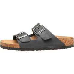 Birkenstock Skórzane klapki "Arizona" w kolorze czarnym rozmiar: 42. Czarne klapki Birkenstock, bez wzorów, z otwartym noskiem, bez obcasa. Za 384.71 zł.
