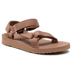 Sandały Teva. Brązowe sandały Teva, bez wzorów, bez obcasa, na płaskiej podeszwie, bez zapięcia. Za 219.99 zł.