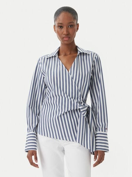 Tommy Hilfiger Koszula WW0WW49650 Niebieski Slim Fit. Niebieskie koszule TOMMY HILFIGER, bez wzorów, z bawełny, bez kołnierzyka, bez ramiączek. Za 338.99 zł.
