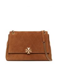 Tory Burch Torebka Charlie Quilted Suede Shoulder Bag 183357 Brązowy. Brązowe torebki klasyczne Tory Burch, bez wzorów, ze skóry, bez dodatków. Za 3,334.00 zł.