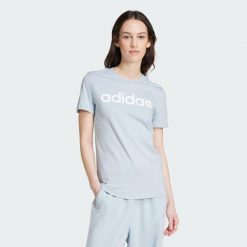 T-shirt damski z logo adidas Essentials. Białe t-shirty Adidas, l, bez wzorów, bez kołnierzyka, bez ramiączek. Za 88.00 zł.
