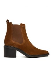 MEXX Botki CEO-MX/046C-WI44 Brązowy. Brązowe botki Mexx, bez wzorów, ze skóry, bez obcasa, na słupku, bez zapięcia. Za 369.99 zł.