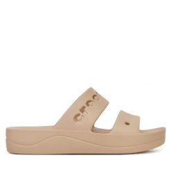 Klapki Crocs. Brązowe klapki Crocs, bez wzorów, bez obcasa. Za 199.99 zł.