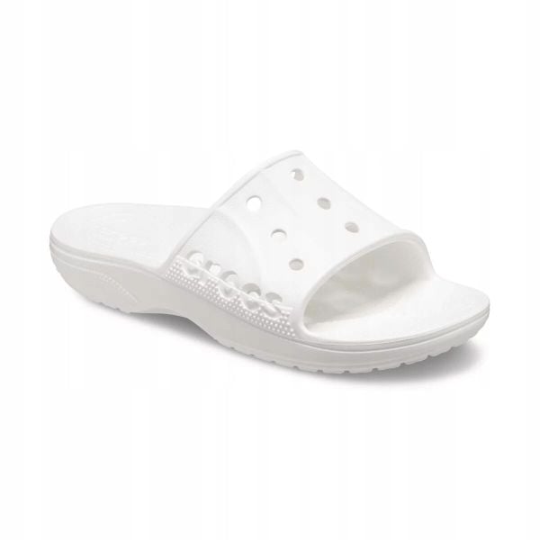 Klapki Dla Dorosłych Crocs Baya II Slide. Białe klapki Crocs, bez wzorów, z materiału, bez obcasa. Za 99.99 zł.
