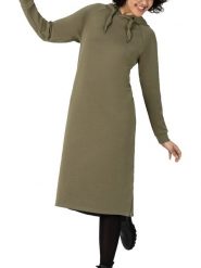 Timezone Sukienka dresowa w kolorze khaki rozmiar: M. Brązowe sukienki Timezone, na co dzień, m, bez wzorów, z dresówki, bez kołnierzyka, bez ramiączek, midi, proste. Za 91.99 zł.