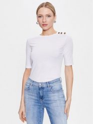 Marella Bluzka Fauna 2339710434 Biały Slim Fit. Białe bluzki Marella, xl, bez wzorów, z bawełny, bez kołnierzyka, bez ramiączek. Za 209.99 zł.