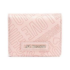 Portfel w kolorze różowo-beżowym - (S)11 x (W)9 x (G)3 cm. Brązowe portfele Love Moschino, bez wzorów, z materiału. W wyprzedaży za 179.95 zł.