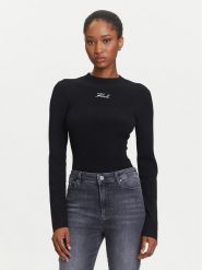 KARL LAGERFELD Sweter A3W18025 Czarny Slim Fit. Czarne swetry KARL LAGERFELD, xs, bez wzorów, z syntetyku, bez ramiączek. Za 779.99 zł.