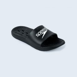 Klapki basenowe Speedo Slide. Czarne klapki Speedo, bez wzorów, bez obcasa. W wyprzedaży za 69.99 zł.