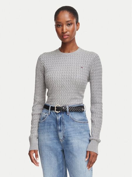 Tommy Hilfiger Sweter WW0WW44993 Szary Regular Fit. Szare swetry TOMMY HILFIGER, xl, bez wzorów, z bawełny, bez ramiączek. Za 529.99 zł.