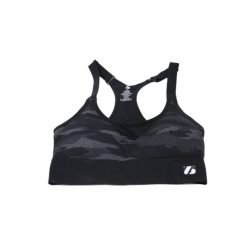 Biustonosz sportowy CAMO. Czarne koszulki sportowe BARNETT, bez wzorów, bez ramiączek, na fitness i siłownię. Za 109.00 zł.
