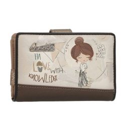 Portfel damski Anekke, z dekoracyjnym nadrukiem i metalowym logo zamykany na klapę wyposażony w przegrody na banknoty kieszeń na monety oraz liczne m. Brązowe portfele Anekke, bez wzorów, z nadrukiem, bez dodatków. Za 179.00 zł.