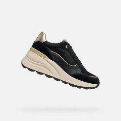 Buty GEOX D SPHERICA EC13 Czarny. Czarne obuwie sportowe Geox, ze skóry, bez zapięcia. Za 659.05 zł.