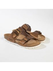 BACKSUN Klapki w kolorze miedzianym rozmiar: 36. Brązowe klapki Backsun, bez wzorów, z materiału, z otwartym noskiem, bez obcasa. Za 130.99 zł.