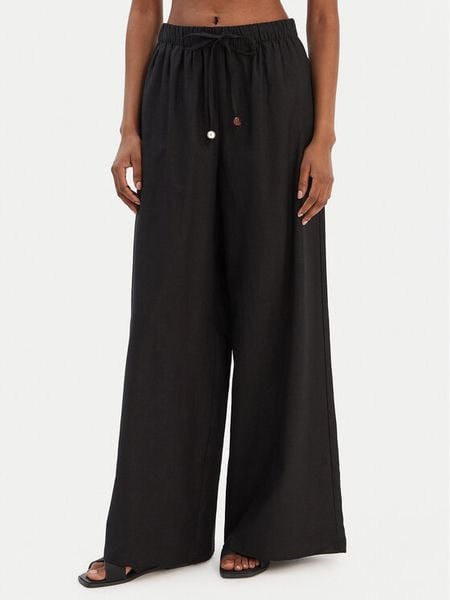 Seafolly Spodnie materiałowe Palermo 55549-PA Czarny Wide Leg. Czarne spodnie materiałowe Seafolly, l, bez wzorów, ze lnu. Za 419.99 zł.