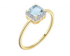 Pierścionek z żółtego złota z diamentami i topazem Sky Blue - próba 585. Niebieskie pierścionki Apart, z diamentem, złote. Za 1,990.00 zł.