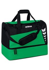 Torba sportowa z dolną przegrodą Erima Six Wings. Czarne torby na ramię Erima, bez wzorów, z poliesteru, sportowe, na ramię, z nadrukiem, bez dodatków. Za 139.99 zł.