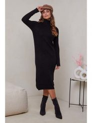 Soft Cashmere Sukienka dzianinowa w kolorze czarnym rozmiar: 34/36. Czarne sukienki Soft Cashmere, na co dzień, bez wzorów, z dzianiny, klasyczne, bez kołnierzyka, bez ramiączek, midi, proste. Za 96.60 zł.