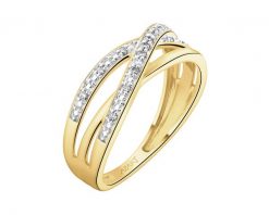 Pierścionek z żółtego złota z brylantami - 0,06 ct - próba 585. Żółte pierścionki Apart, z brylantem, złote. Za 2,990.00 zł.