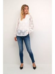 CULTURE Bluzka w kolorze białym rozmiar: L. Białe bluzki Culture, l, bez wzorów, z koronki, bez kołnierzyka, bez ramiączek. Za 104.99 zł.