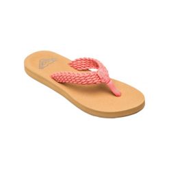 Klapki plażowe dla Kobiety PORTO Różowy. Czerwone klapki Roxy, bez wzorów, z bawełny, bez obcasa. Za 139.99 zł.