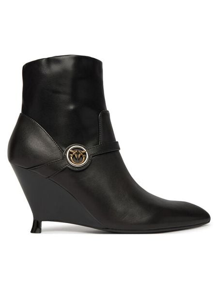 PINKO Botki Gwen 04 SD0639P095 Czarny. Czarne botki Pinko, bez wzorów, ze skóry, bez obcasa, na koturnie, bez zapięcia. Za 1,399.00 zł.