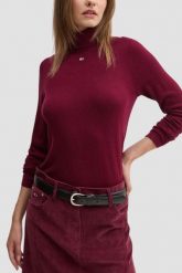 TOMMY JEANS Bordowy damski golf, Rozmiar XL. Czerwone golfy Tommy Jeans, s, bez wzorów, z jeansu, bez ramiączek. W wyprzedaży za 329.99 zł.
